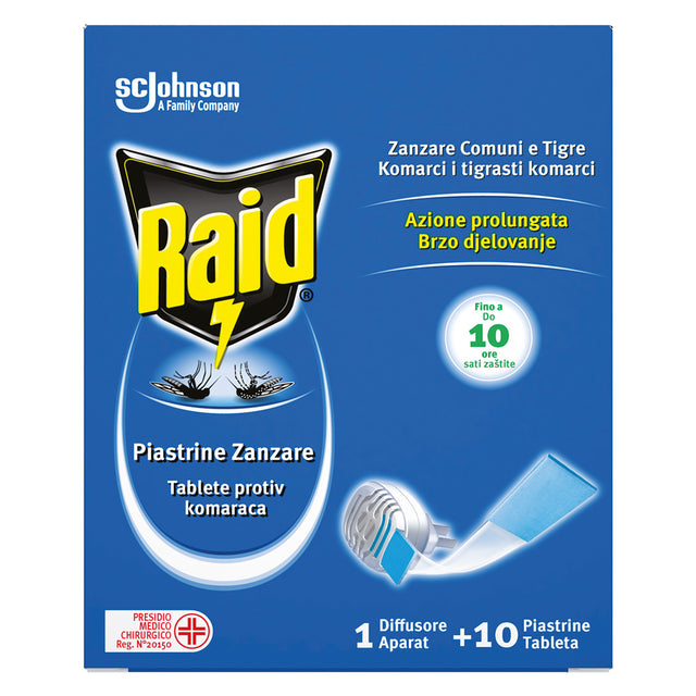 RAID ANTIZANZARE ELETTRICO A PIASTRINE 'BASE' con 10 ricariche