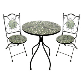 LIF SET TAVOLO MOSAICO DA ESTERNO 'FOGLIARTE' Øcm 60 x h.75 (tavolo) - cm 38 x h. 46-92 (sedie)
