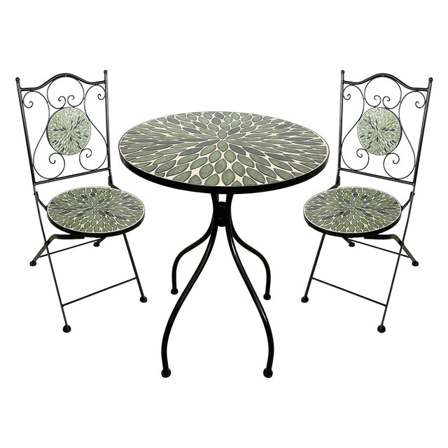 LIF SET TAVOLO MOSAICO DA ESTERNO 'FOGLIARTE' Øcm 60 x h.75 (tavolo) - cm 38 x h. 46-92 (sedie)