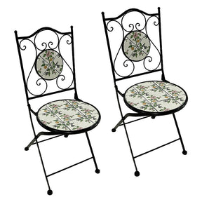 LIF COPPIA SEDIE PER TAVOLO MOSAICO 'FLORA' cm 38 x h. 46 - 92
