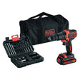 BLACK DECKER TRAPANO AVVITATORE A BATTERIA CON PERCUSSIONE 'BDCHD18S32-QW' 18V - 1,5 ah Litio