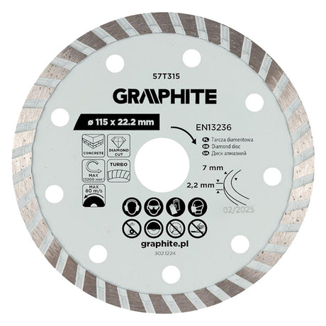 GRAPHITE DISCO DIAMANTATO ø 115 mm - foro 22,2 mm