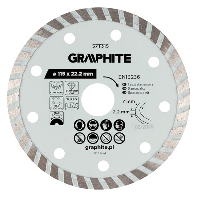 GRAPHITE DISCO DIAMANTATO ø 115 mm - foro 22,2 mm