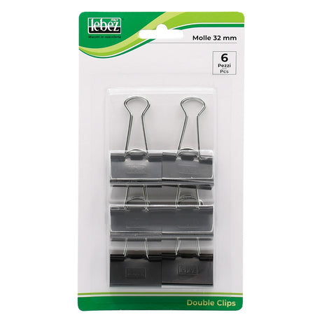LEBEZ MOLLA FERMACARTE 'DOUBLE CLIP' mm 32 - pezzi 6
