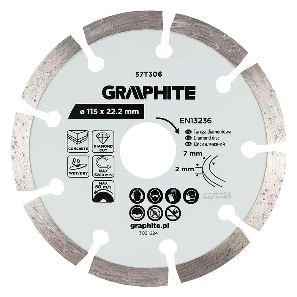 GRAPHITE DISCO DIAMANTATO ø 115 mm - foro 22,2 mm