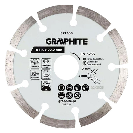GRAPHITE DISCO DIAMANTATO ø 115 mm - foro 22,2 mm
