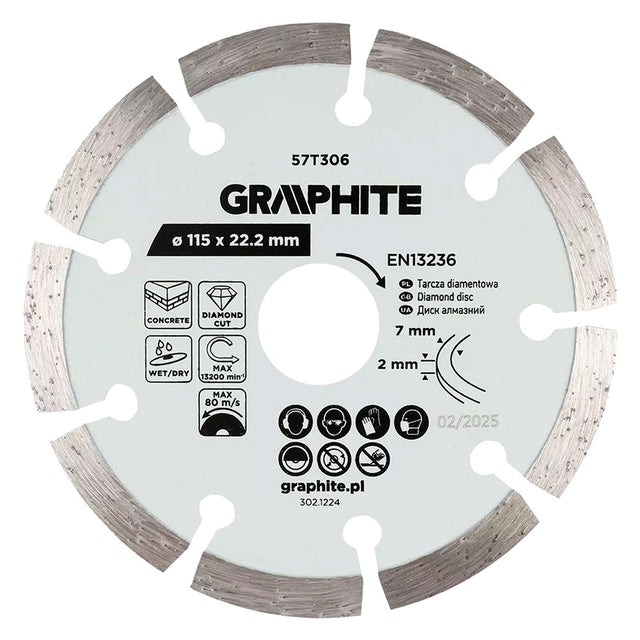 GRAPHITE DISCO DIAMANTATO ø 115 mm - foro 22,2 mm