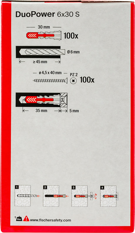 fischer 537646 - DuoPower 6x30 S Tassello/Vite fischer