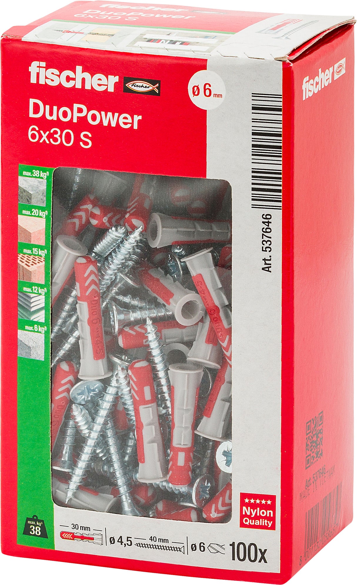 fischer 537646 - DuoPower 6x30 S Tassello/Vite fischer