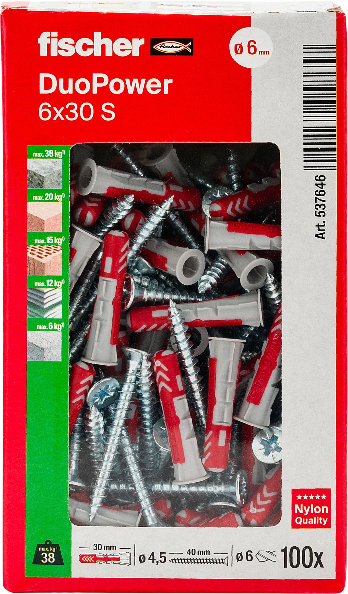fischer 537646 - DuoPower 6x30 S Tassello/Vite fischer