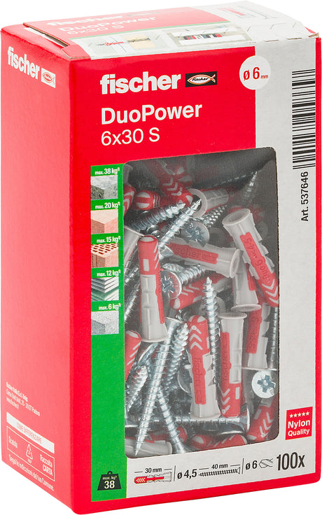 fischer 537646 - DuoPower 6x30 S Tassello/Vite fischer