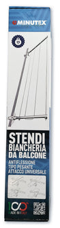 Stendibiancheria da balcone resistente MINUTEX, modello tipo pesante grigio.