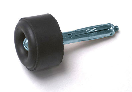 Fermaporta MINUTEX con paracolpi in gomma nera e tassello zincato bianco
