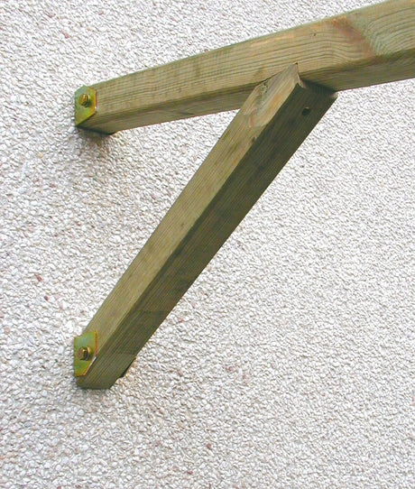 Staffa di supporto in legno montata su parete con staffa metallica Minutex
