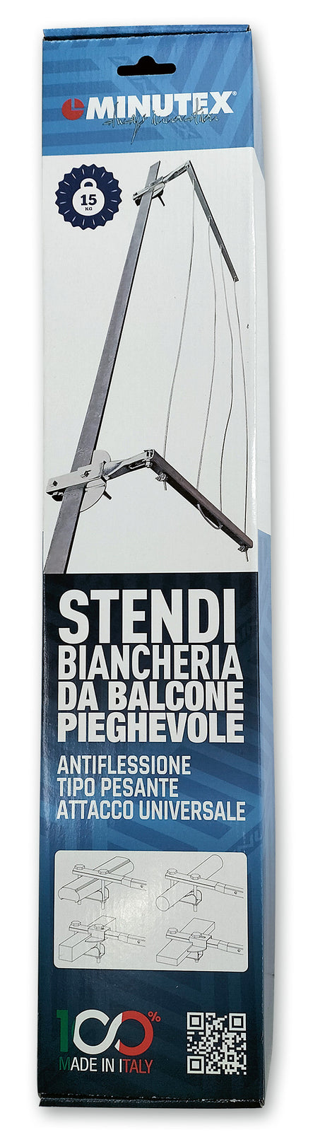 Stendibiancheria da balcone pieghevole MINUTEX in acciaio zincato antiflessione
