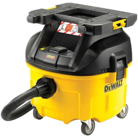 Aspiratore solidi liquidi DeWALT 1400W, modello DWV901LT-QS, potente e versatile per uso professionale.